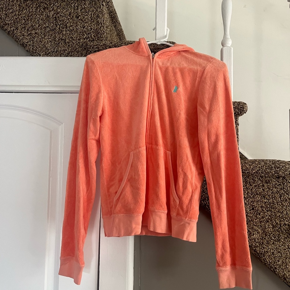 Vintage Coral Juicy Couture Terry Cloth Zip Hoodie